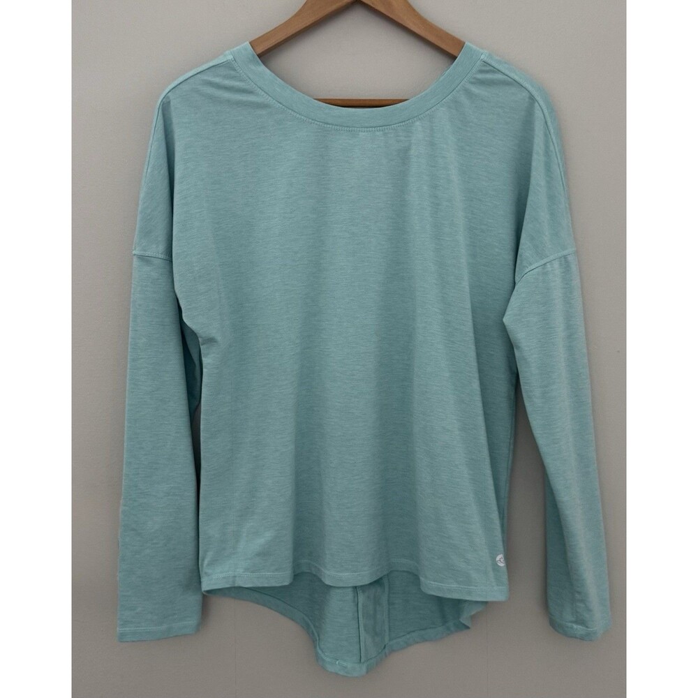 Layer8 Blue Long SleeveCrew Neck Crisscross/Lattice Back Yoga Top Size Small